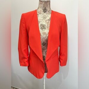 BLACK LABEL EVAN PICONE Bright orange waterfall collar blazer size 6.